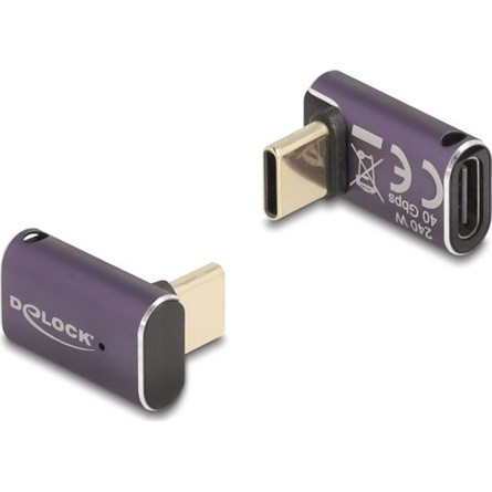 Delock USB Adapter 40 Gbps USB Type-C  PD 3.1 240 W csatlakozódugóval - csatlakozóhüvellyel, ívelt 8K 60 Hz fém