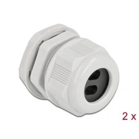   Delock Kábel tömszelence PG21 két kábelbemenettel lapos kábelekhez 2 db. Szürke