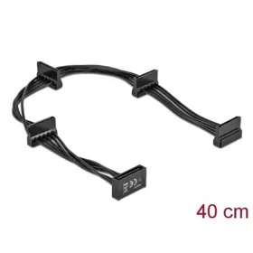   Delock SATA Power 15pin -> 4db SATA Power 15pin M/F tápkábel 0.4m fekete