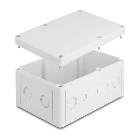 Delock Installációs ház kábel bemenetekkel 180 x 125 x 90 mm nagyságú szürke