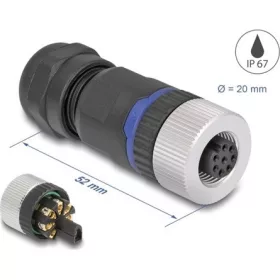   Delock M12 Csatlakozó A-kódolású, 8 tűs anya csavarozható kapcsolat