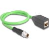 Delock Kábel M12 X kódolt 8 tűs apa - RJ45 anya PUR (TPU) 0,5 m