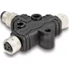 Delock M8 T-megosztó A-kódolt 4 tűs 1 x apa - 2 db. hüvely párhuzamos kapcsolással