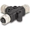 Delock M12 T-megosztó A-kódolt 4 tűs 1 x hüvely - 2 db. hüvely párhuzamos kapcsolással