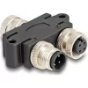 Delock M12 Y-megosztó A-kódolt 4 tűs 1 x hüvely - 1 db. apa és 1 db. hüvely párhuzamos kapcsolással