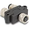 Delock M12 Y-megosztó A-kódolt 4 tűs 1 x hüvely - 1 db. apa és 1 db. hüvely párhuzamos kapcsolással