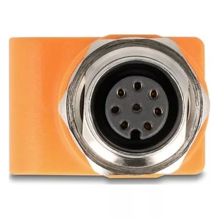 Delock M12 A-kódolt adapter 8 tűs anya - RJ45 anya Cat.5e beszerelő mélyedéssel, egyenes, narancssárga színű