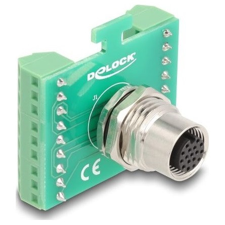 Delock M12 transzfer modul adapter 17 tűs A-kódú anya - 18 tűs sorkapocs installáláshoz