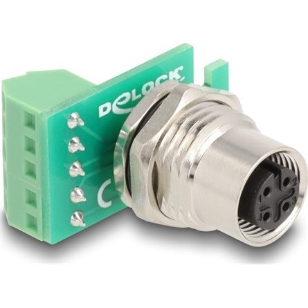 Delock M12 transzfer modul adapter 4 tűs A-kódú anya - 5 tűs sorkapocs installáláshoz