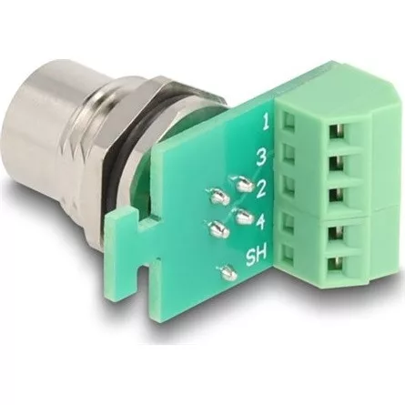 Delock M12 transzfer modul adapter 4 tűs A-kódú anya - 5 tűs sorkapocs installáláshoz
