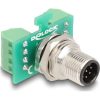 Delock M12 transzfer modul adapter 8 tűs A-kódú apa - 9 tűs sorkapocs installáláshoz
