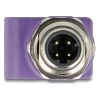 Delock M12 D-kódolt adapter 4 tűs apa - RJ45 anya Cat.5e beszerelő mélyedéssel, egyenes, lila színű