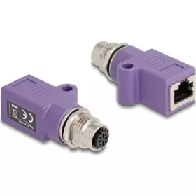   Delock M12 D-kódolt adapter 4 tűs anya - RJ45 anya Cat.5e beszerelő mélyedéssel, egyenes, lila színű