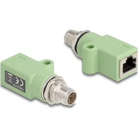   Delock M12 X-kódolt adapter 8 tűs apa - RJ45 anya Cat.5e beszerelő mélyedéssel egyenes, zöld színű