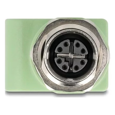 Delock M12 X-kódolt adapter 8 tűs anya - RJ45 anya Cat.5e beszerelő mélyedéssel, egyenes, zöld színű