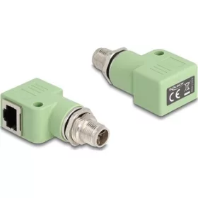   Delock M12 X-kódolt adapter 8 tűs apa - RJ45 anya Cat.5e beszerelő mélyedéssel, 90 -ban hajlított, zöld színű