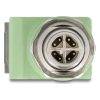 Delock M12 X-kódolt adapter 8 tűs apa - RJ45 anya Cat.5e beszerelő mélyedéssel, 90 -ban hajlított, zöld színű