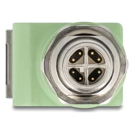 Delock M12 X-kódolt adapter 8 tűs apa - RJ45 anya Cat.5e beszerelő mélyedéssel, 90 -ban hajlított, zöld színű