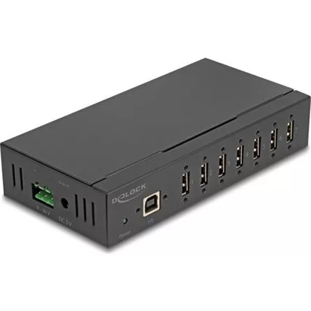 Delock Ipari Hub 7 x USB 2.0 A-típusú 15 kV ESD védelemmel és DIN sín beépítéssel