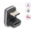 Delock USB-C  adapter 180 -os szögben 40 Gb/s PD 3.1 240 W dugasz-alakú U-alakú 8K 60 Hz fém