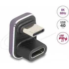   Delock USB-C  adapter 180 -os szögben 40 Gb/s PD 3.1 240 W dugasz-alakú U-alakú 8K 60 Hz fém