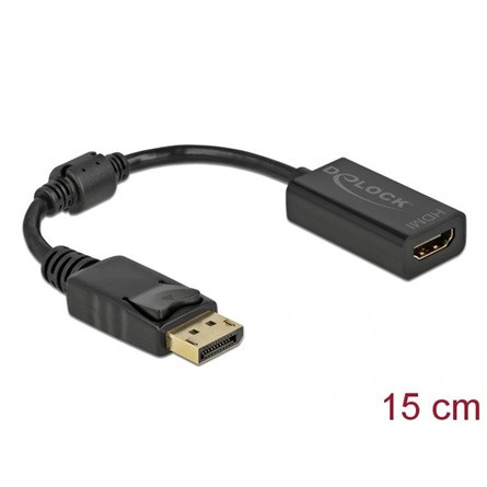 Delock Displayport -> HDMI 1.3 M/F adapter 0.15m fekete