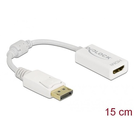 Delock Displayport -> HDMI 1.3 M/F adapter 0.15m fehér