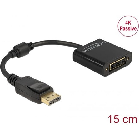 Delock DisplayPort 1.2 -> DVI-I M/F adapter 0.15m fekete