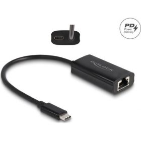   Delock RTL8153B 1Gb/s USB-C RJ45 hálózati adapter Power Delivery 100W