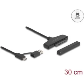   Delock USB-C 3.2 Gen1 USB-A 3.0 -> SATA 22pin M/F adatkábel 0.3m fekete