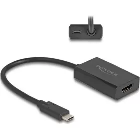   Delock USB-C -> HDMI 2.0 M/F adapter 0.15m fekete DP Alt Mode, PD 100W