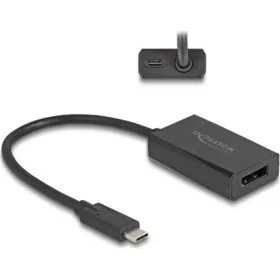   Delock USB-C -> DisplayPort 1.2 M/F adapter 0.15m fekete DP Alt Mode, PD 85 W