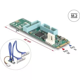   Delock Átalakító, M.2 aljzat B+M nyílással, csatlakozódugó - 4 x USB 5 Gbps A-típusú hüvely 50 cm hosszú kábellel