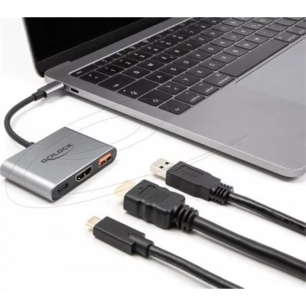 Delock USB Type-C  adapter 4K 30 Hz   s HDMI-hez A- és USB Type-C  PD 2.0 90 W porttal
