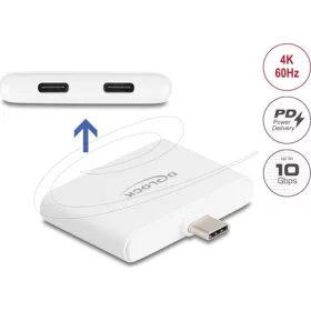   Delock USB Type-C  adapter USB-C  adatátvitelhez 10 Gbps és videóhoz 4K 60 Hz, valamint USB Type-C  PD-hez 92 W