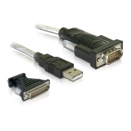 Delock USB 2.0 A -> Serial RS-232 M/M adapter 1.1m szürke +RS232 DB9 to DB25 male adapter