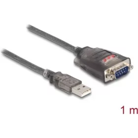   Delock 61400 USB-A 2.0 -> Serial RS-232 DB9 M/M adatkábel 1m szürke