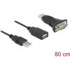 Delock USB-A 2.0 -> Serial RS-232 DB9 M/M adapter 0.8m fekete