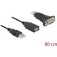 Delock USB-A 2.0 -> Serial RS-232 DB9 M/M adapter 0.8m fekete