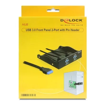 Delock USB-A 3.0 pinheader -> 2db USB-A 3.0 F/F előlapi kivezetés fekete 3,5 és 5,25"