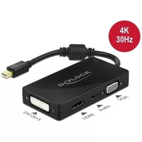   Delock Mini DisplayPort 1.2 -> VGA HDMI 1.4 DVI-D M/F aktív adapter 0.15m fekete
