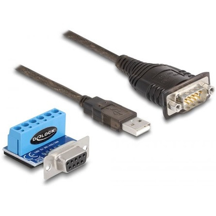 Delock USB-A 2.0 -> Serial RS-422/485 M/M adatkábel 0.8m fekete