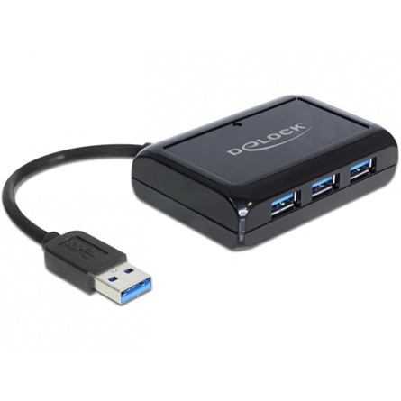 Delock 3 portos USB3.0 HUB +1 Port Gigabit LAN