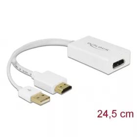   Delock Átalakító - 62496 (HDMI-A -> DisplayPort , apa/anya, USB tápellátás, Fehér)