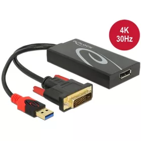   Delock ADA Delock 62596 DVI-dugós csatlakozó > Displayport 1.2 dugós csatl. - Fekete