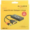 Delock ADA Delock 62596 DVI-dugós csatlakozó > Displayport 1.2 dugós csatl. - Fekete