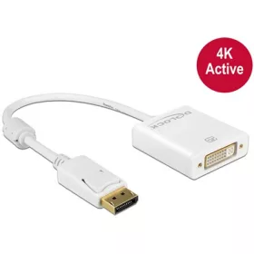   Delock ADA Delock 62600 Displayport 1.2 dugós csatl. - DVI csatlakozóhüvely 4K aktív adapter - Fehér