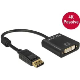   Delock ADA Delock 62601 Displayport 1.2 dugós csatl. - DVI csatl.hüvely 4K passzív adapter - Fekete