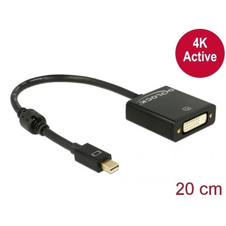 Delock Mini DisplayPort 1.2 -> DVI-I M/F aktív adapter 0.2m fekete