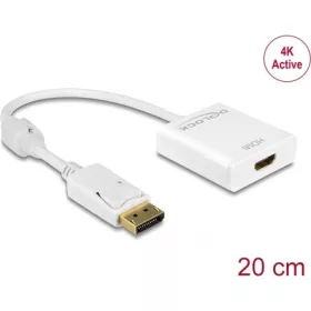   Delock DisplayPort 1.2 -> HDMI M/F aktív adapter 0.2m fehér